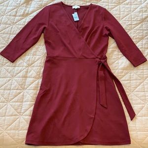 Burgundy wrap dress NWT Loft stretch petite small